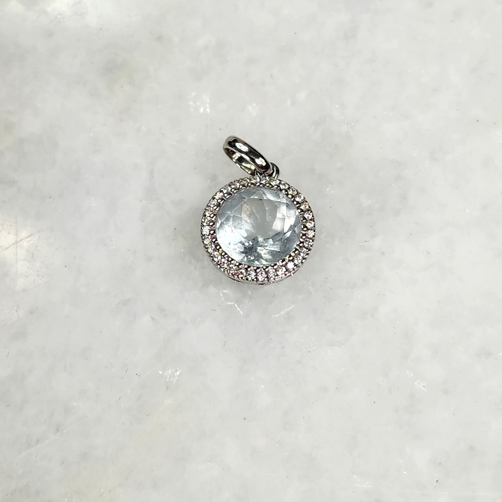 14k Gold JSJ Signed White Sapphire Pendant